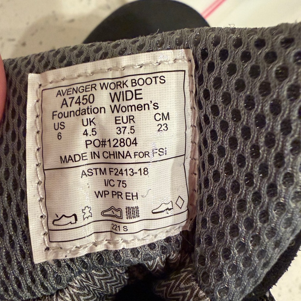 Avenger Safety Footwear A7450 Composite Toe 6" Waterproof Boot Women's‎ 6W Black - Picture 9 of 10